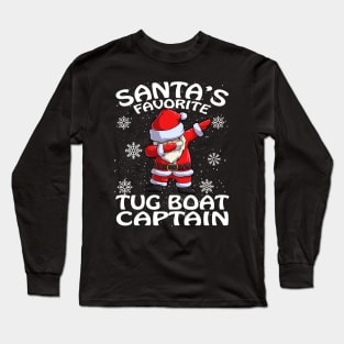 Santas Favorite Tug Boat Captain Christmas Long Sleeve T-Shirt